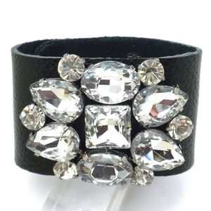 Vegan Leather Crystal Bracelet